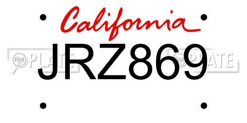 JRZ869 California License Plate