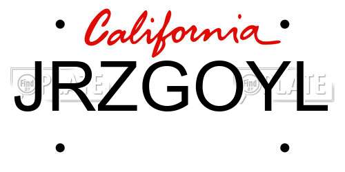 JRZGOYL California License Plate