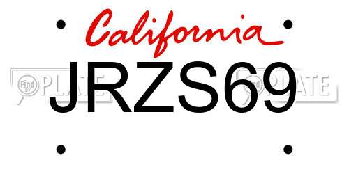 JRZS69 California License Plate