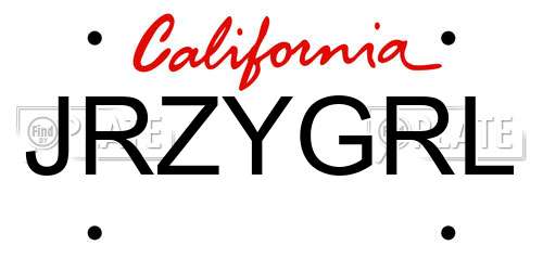 JRZYGRL California License Plate