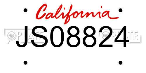 JS08824 California License Plate
