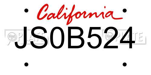 JS0B524 California License Plate