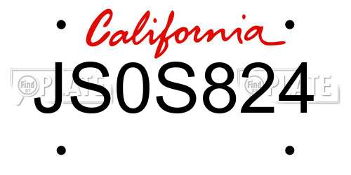 JS0S824 California License Plate