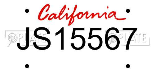 JS15567 California License Plate