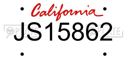 JS15862 California License Plate