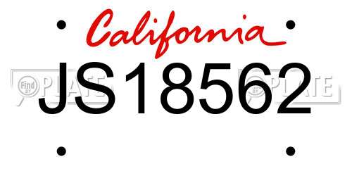 JS18562 California License Plate