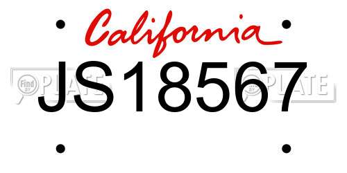 JS18567 California License Plate