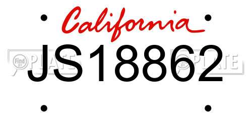 JS18862 California License Plate