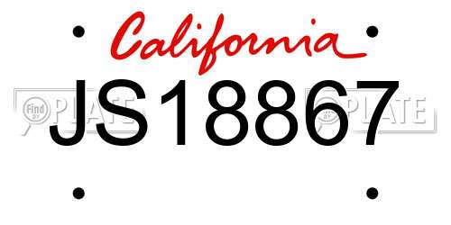 JS18867 California License Plate