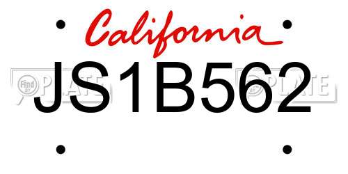 JS1B562 California License Plate