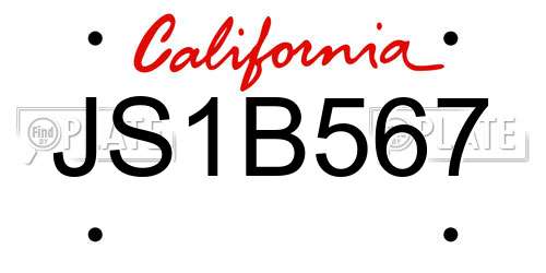 JS1B567 California License Plate