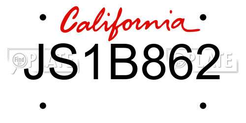 JS1B862 California License Plate