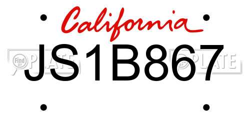 JS1B867 California License Plate
