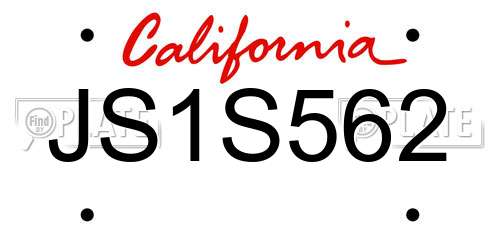 JS1S562 California License Plate