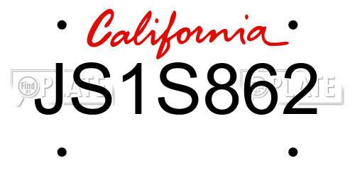 JS1S862 California License Plate