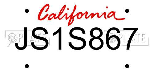 JS1S867 California License Plate