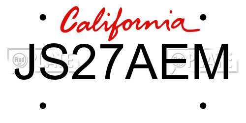 JS27AEM California License Plate