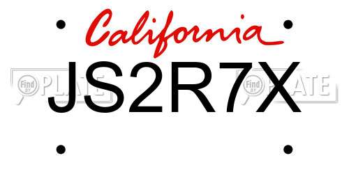 JS2R7X California License Plate