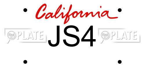 JS4 California License Plate