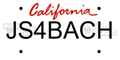 JS4BACH California License Plate