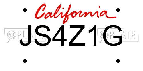 JS4Z1G California License Plate