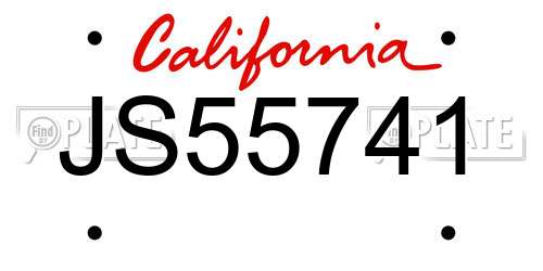 JS55741 California License Plate