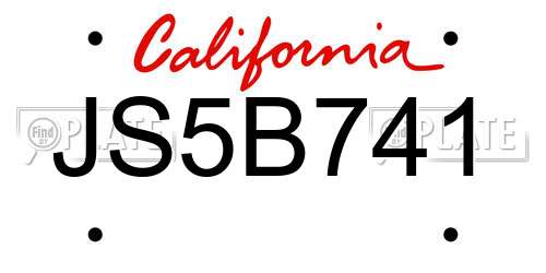 JS5B741 California License Plate