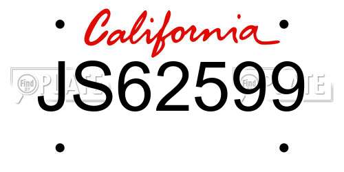 JS62599 California License Plate