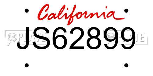 JS62899 California License Plate