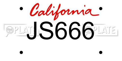 JS666 California License Plate