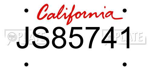JS85741 California License Plate