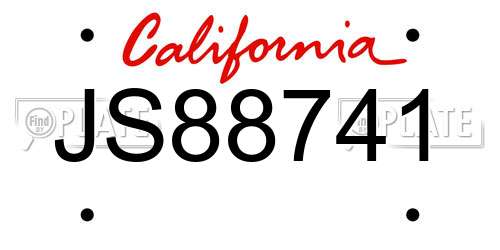 JS88741 California License Plate