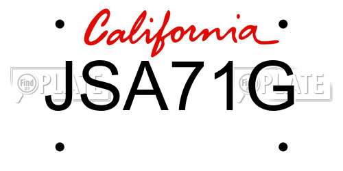 JSA71G California License Plate