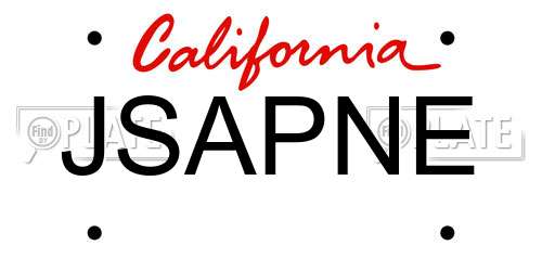 JSAPNE California License Plate