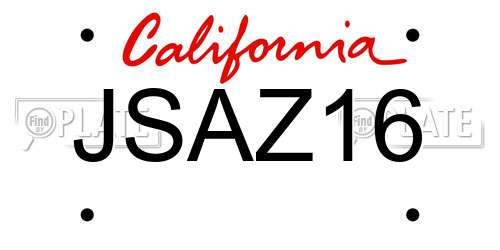 JSAZ16 California License Plate