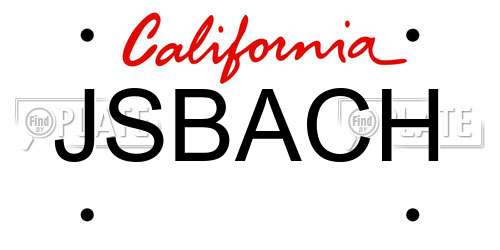 JSBACH California License Plate