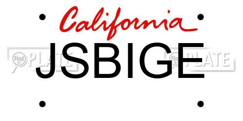 JSBIGE California License Plate