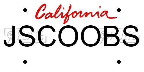 JSCOOBS California License Plate