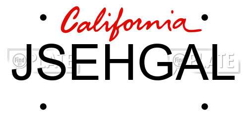 JSEHGAL California License Plate