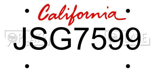 JSG7599 California License Plate