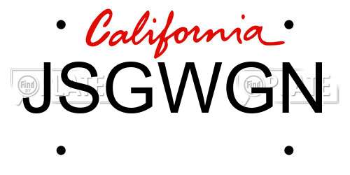 JSGWGN California License Plate