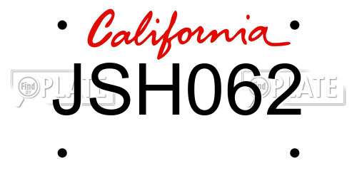 JSH062 California License Plate