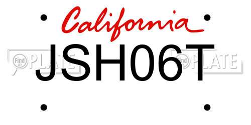 JSH06T California License Plate
