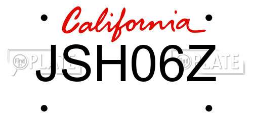 JSH06Z California License Plate