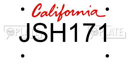 JSH171 California License Plate