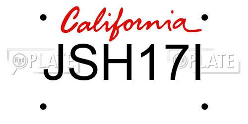 JSH17I California License Plate