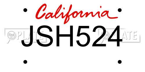 JSH524 California License Plate