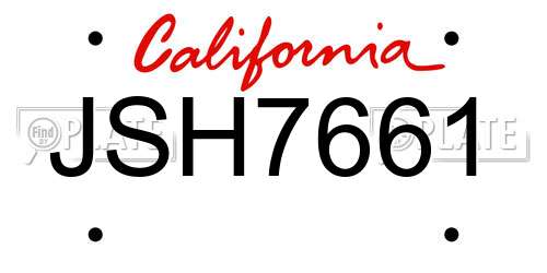 JSH7661 California License Plate