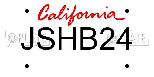 JSHB24 California License Plate