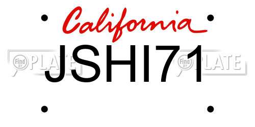 JSHI71 California License Plate
